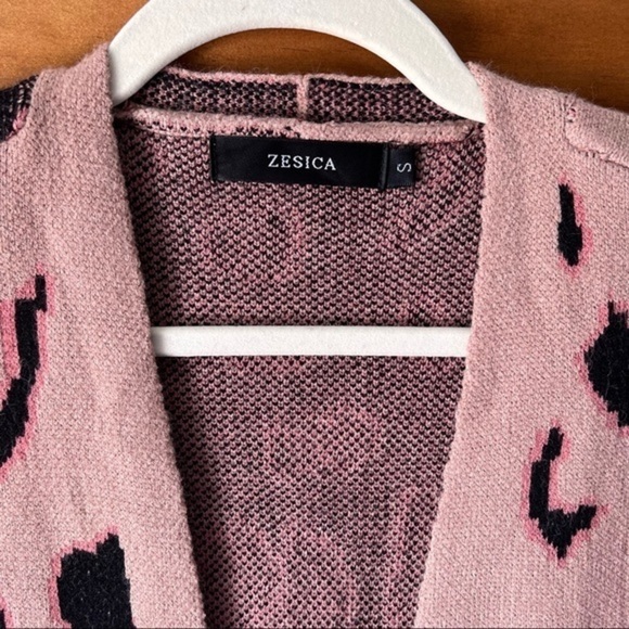 Open Front Leopard Print Knitted Sweater Cardigan, Tan, Size Small S NWOT - Picture 6 of 6